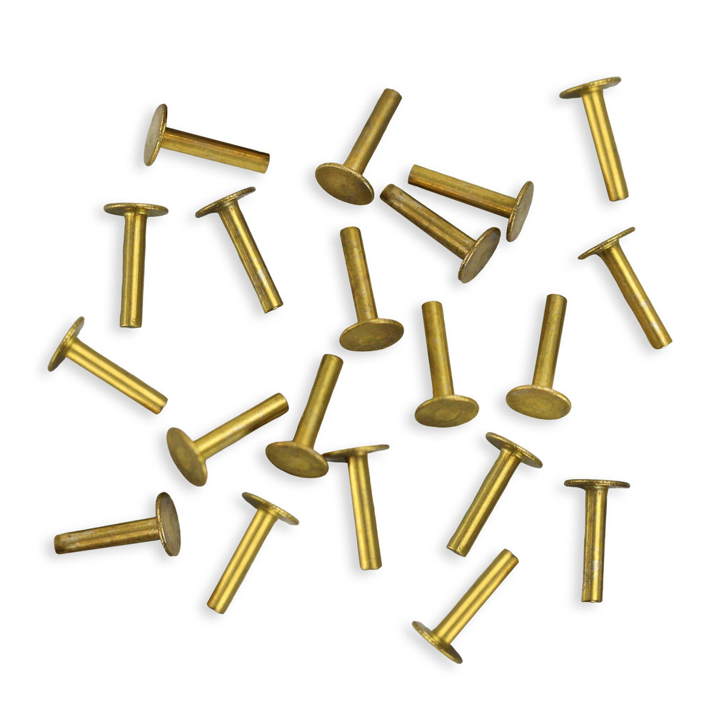 Rivets and Findings Brass Solid Nail Head 1/20" Rivets, 1/4" Long, Pack of 100